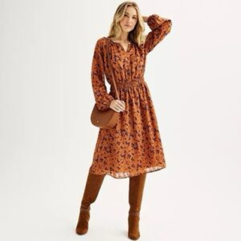 Draper James RSVP Smocked Waist Dress (Cinnamon Multi)